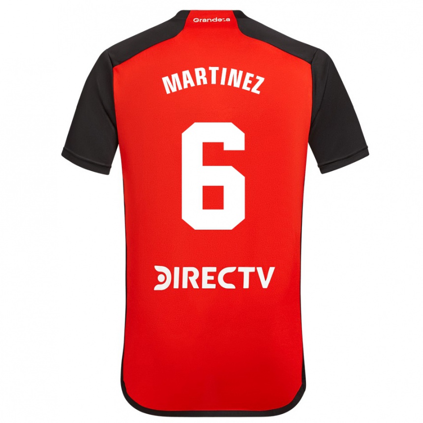 Niño Fútbol Camiseta David Martínez #6 Rojo Negro Blanco 2ª Equipación 2024/25