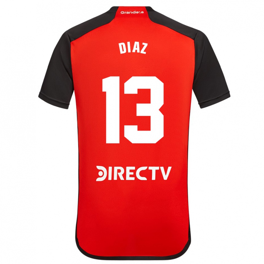 Niño Fútbol Camiseta Enzo Díaz #13 Rojo Negro Blanco 2ª Equipación 2024/25