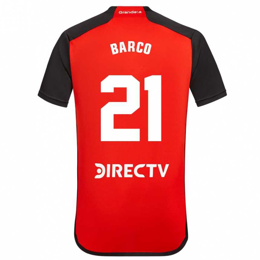 Niño Fútbol Camiseta Esequiel Barco #21 Rojo Negro Blanco 2ª Equipación 2024/25