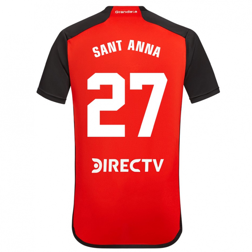 Niño Fútbol Camiseta Agustín Sant Anna #27 Rojo Negro Blanco 2ª Equipación 2024/25