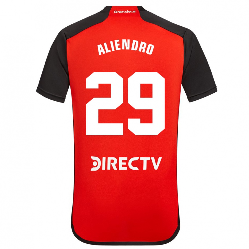 Niño Fútbol Camiseta Rodrigo Aliendro #29 Rojo Negro Blanco 2ª Equipación 2024/25