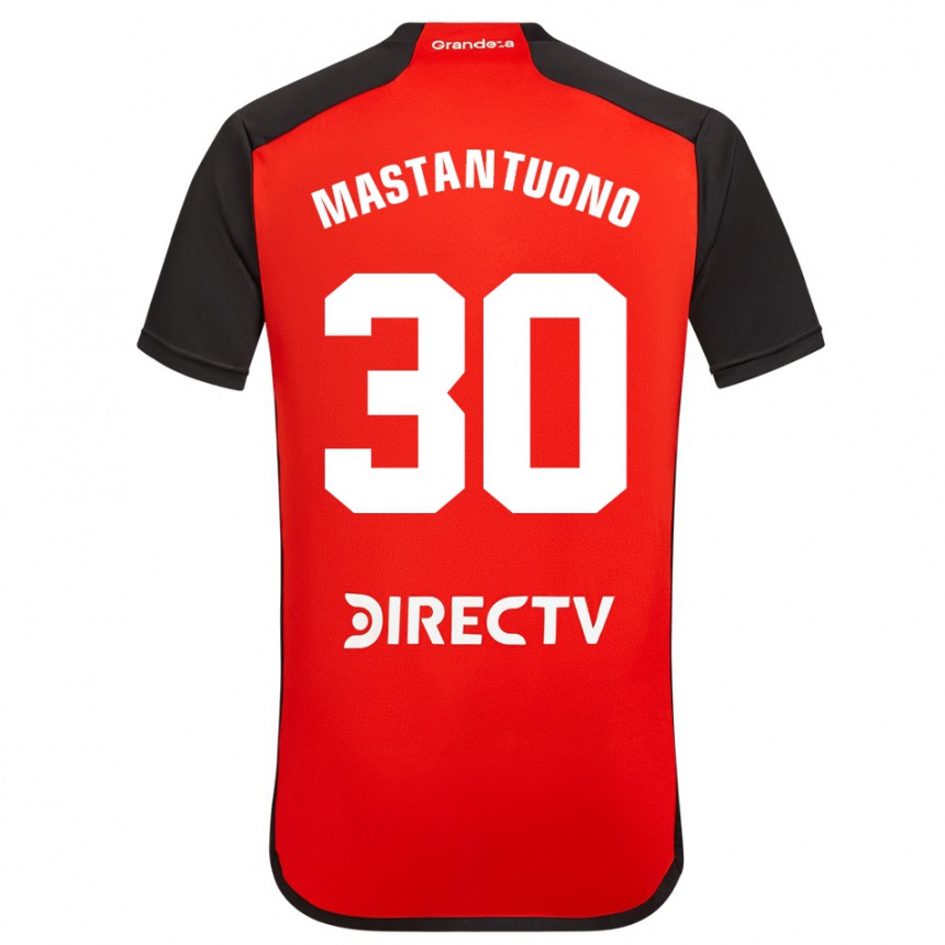 Niño Fútbol Camiseta Franco Mastantuono #30 Rojo Negro Blanco 2ª Equipación 2024/25