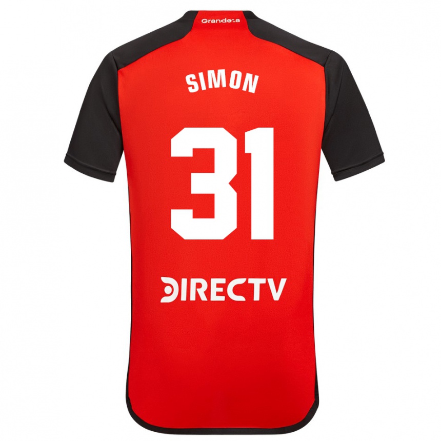 Niño Fútbol Camiseta Santiago Simón #31 Rojo Negro Blanco 2ª Equipación 2024/25