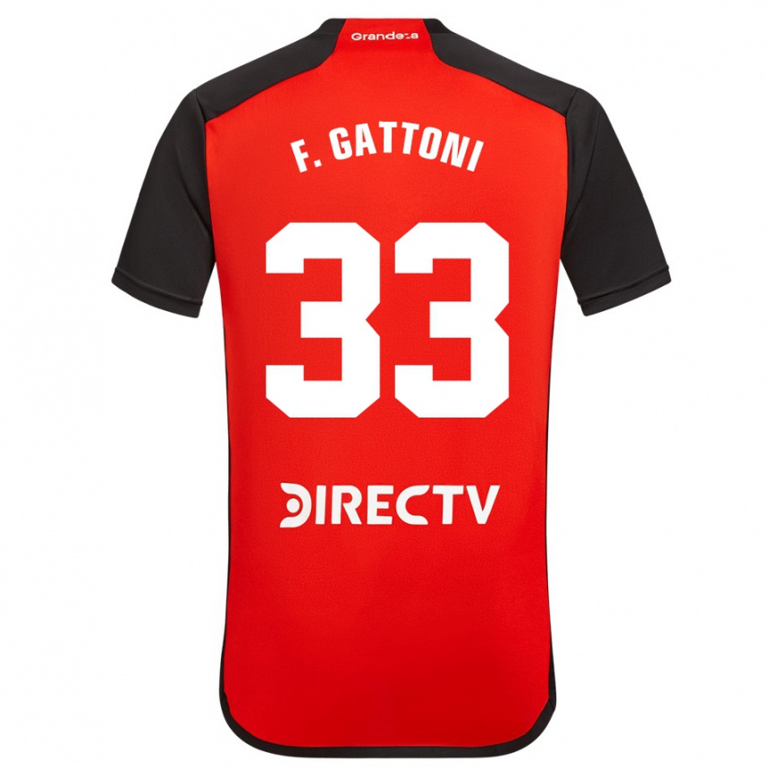 Niño Fútbol Camiseta Federico Gattoni #33 Rojo Negro Blanco 2ª Equipación 2024/25