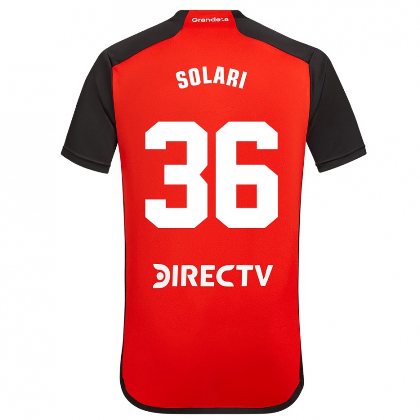 Niño Fútbol Camiseta Pablo Solari #36 Rojo Negro Blanco 2ª Equipación 2024/25