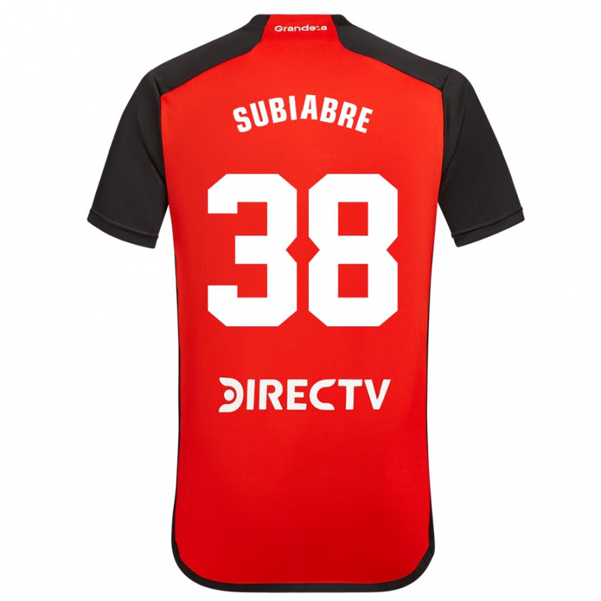 Niño Fútbol Camiseta Ian Subiabre #38 Rojo Negro Blanco 2ª Equipación 2024/25