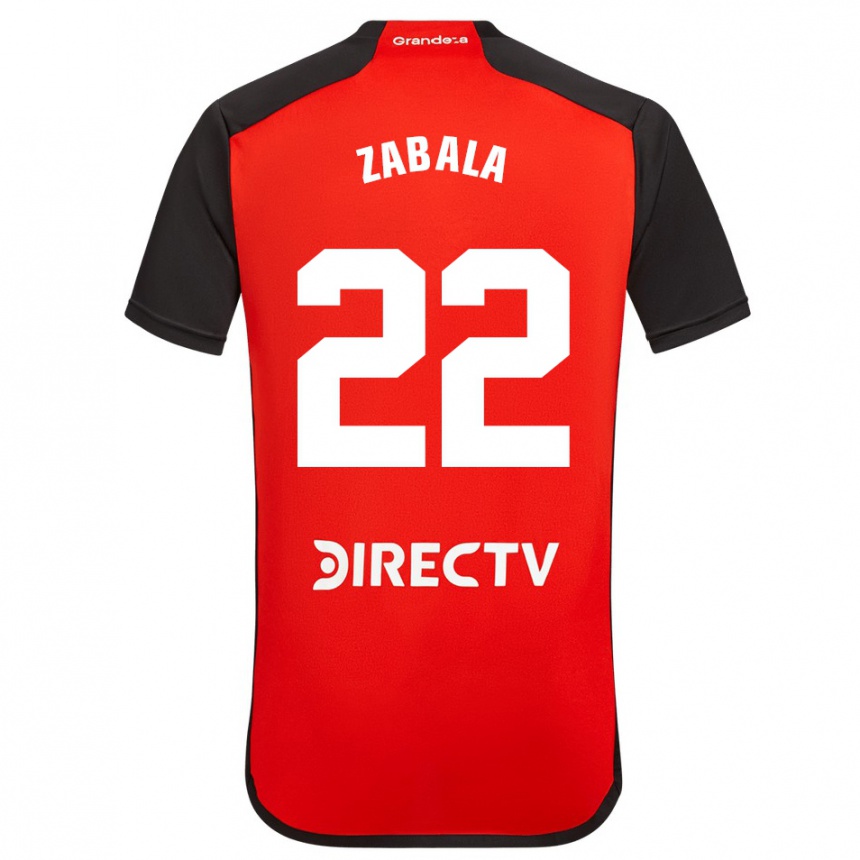 Niño Fútbol Camiseta Daniel Zabala #22 Rojo Negro Blanco 2ª Equipación 2024/25