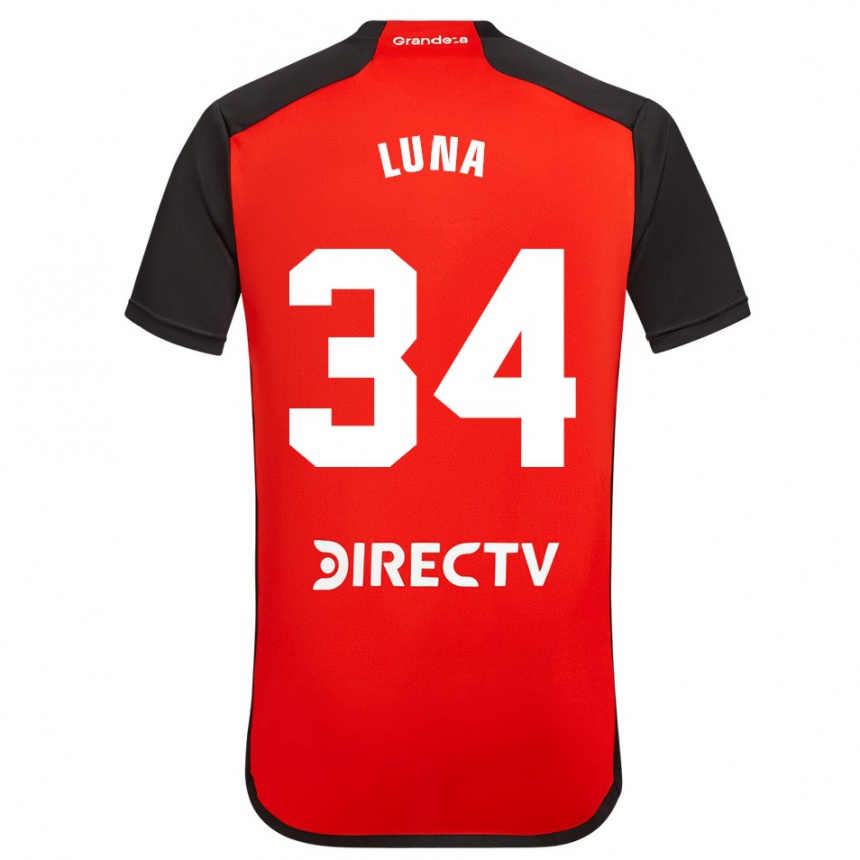 Niño Fútbol Camiseta Jonás Luna #34 Rojo Negro Blanco 2ª Equipación 2024/25