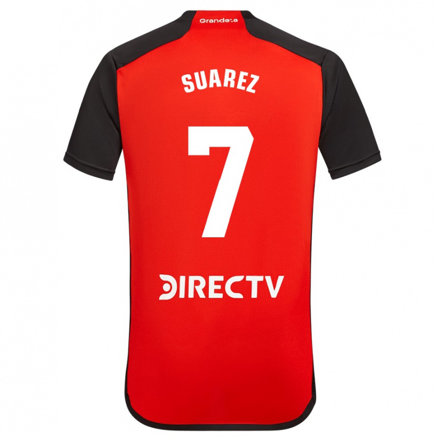 Niño Fútbol Camiseta Matías Suárez #7 Rojo Negro Blanco 2ª Equipación 2024/25