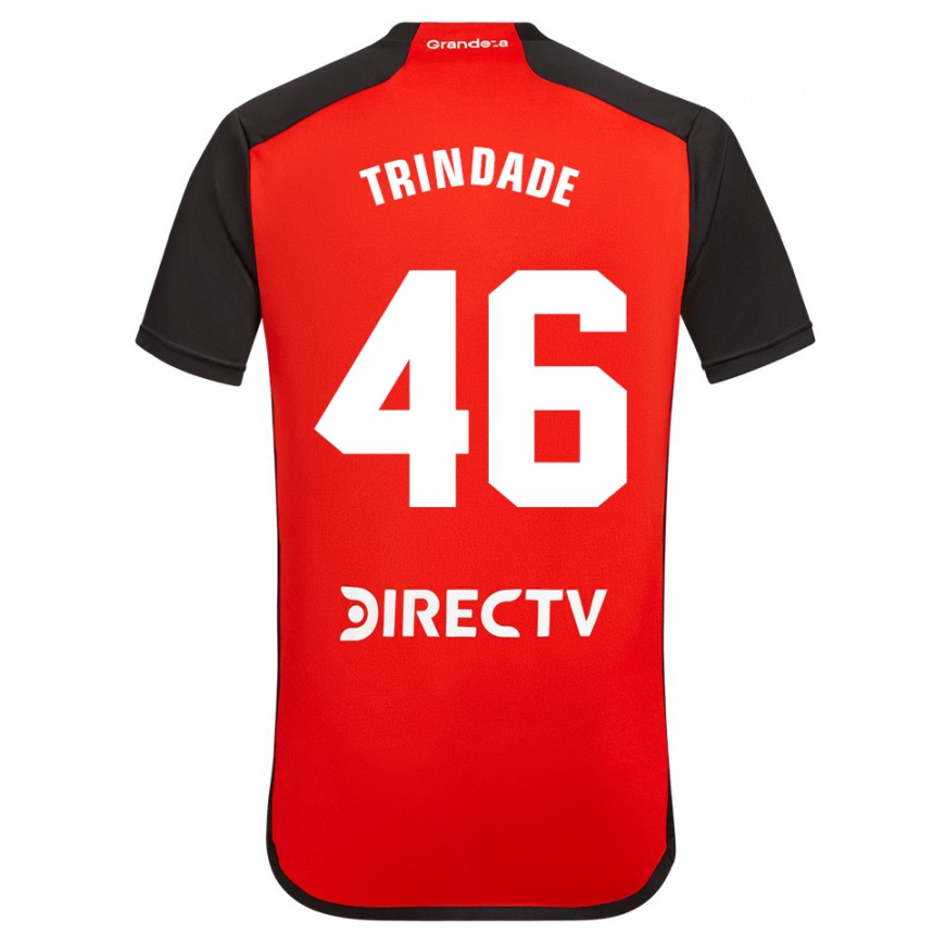 Niño Fútbol Camiseta Gonzalo Trindade #46 Rojo Negro Blanco 2ª Equipación 2024/25