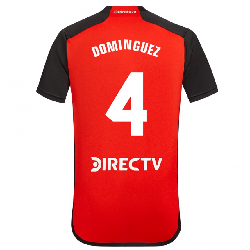 Niño Fútbol Camiseta Evelyn Sofía Domínguez #4 Rojo Negro Blanco 2ª Equipación 2024/25