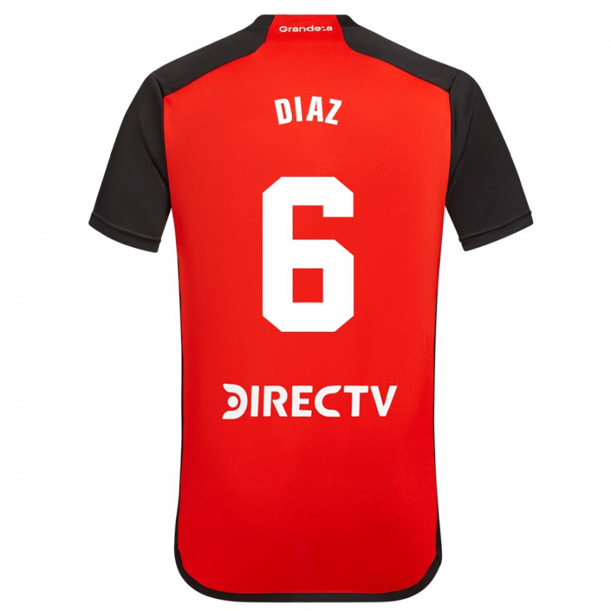 Niño Fútbol Camiseta Milagros Díaz #6 Rojo Negro Blanco 2ª Equipación 2024/25