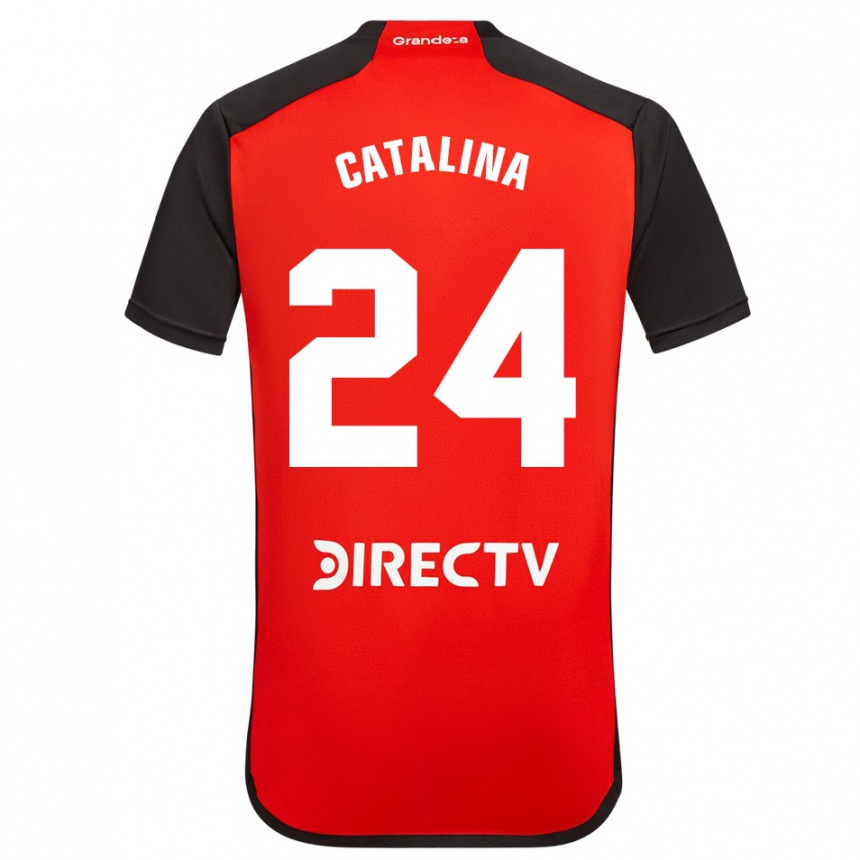 Niño Fútbol Camiseta Catalina Julia Primo #24 Rojo Negro Blanco 2ª Equipación 2024/25