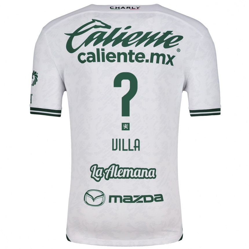 Niño Fútbol Camiseta Óscar Villa #0 Blanco Verde 2ª Equipación 2024/25