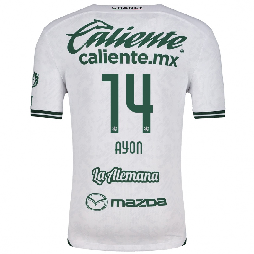 Niño Fútbol Camiseta Ettson Ayón #14 Blanco Verde 2ª Equipación 2024/25