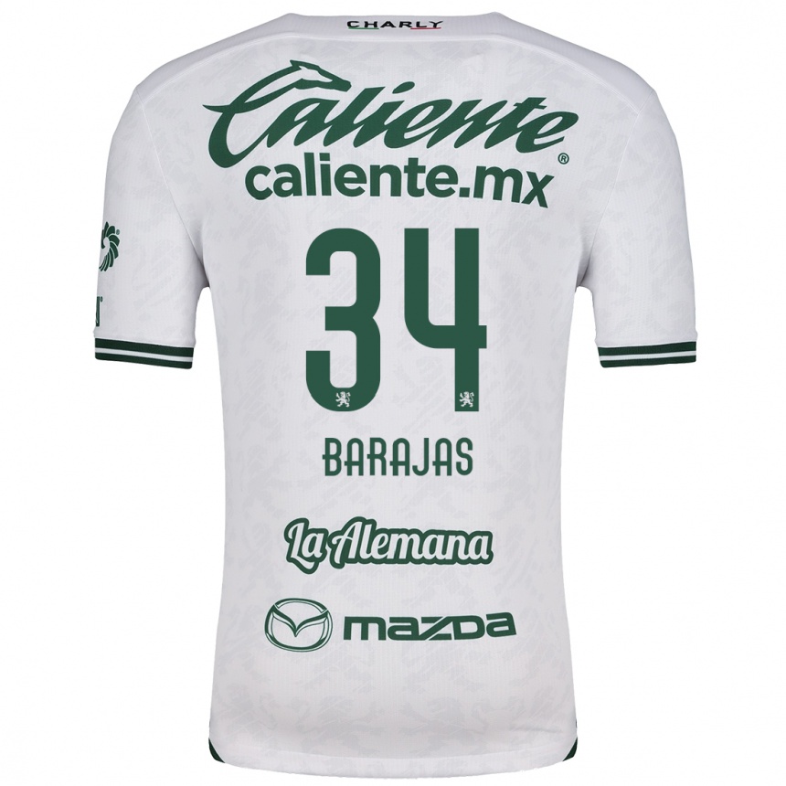 Niño Fútbol Camiseta Víctor Barajas #34 Blanco Verde 2ª Equipación 2024/25