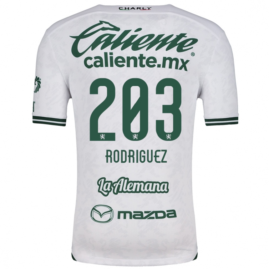 Niño Fútbol Camiseta César Rodríguez #203 Blanco Verde 2ª Equipación 2024/25