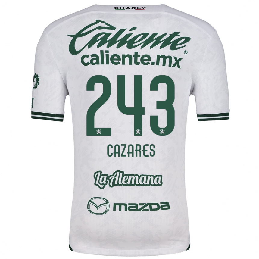 Niño Fútbol Camiseta Juan Cázares #243 Blanco Verde 2ª Equipación 2024/25