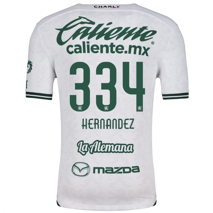 Niño Fútbol Camiseta Alan Hernández #334 Blanco Verde 2ª Equipación 2024/25