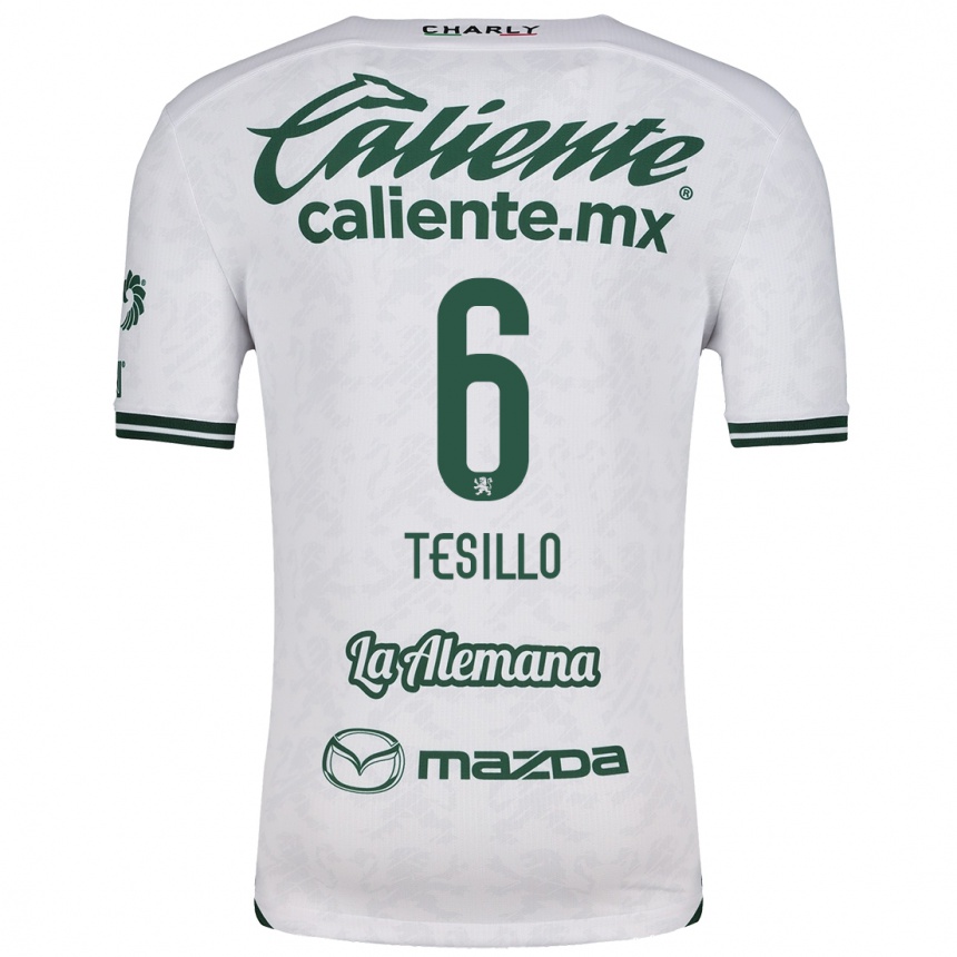 Niño Fútbol Camiseta William Tesillo #6 Blanco Verde 2ª Equipación 2024/25