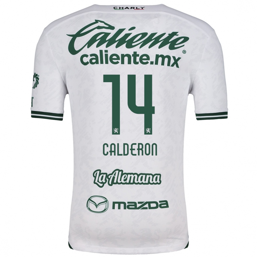 Niño Fútbol Camiseta Daniela Calderón #14 Blanco Verde 2ª Equipación 2024/25