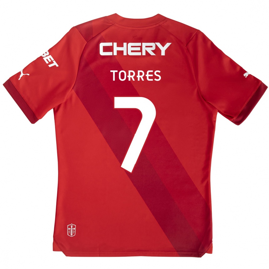 Niño Fútbol Camiseta Joaquín Torres #7 Rojo Blanco 2ª Equipación 2024/25