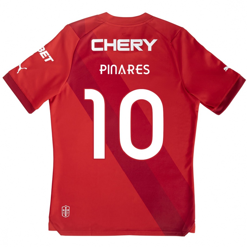 Niño Fútbol Camiseta César Pinares #10 Rojo Blanco 2ª Equipación 2024/25