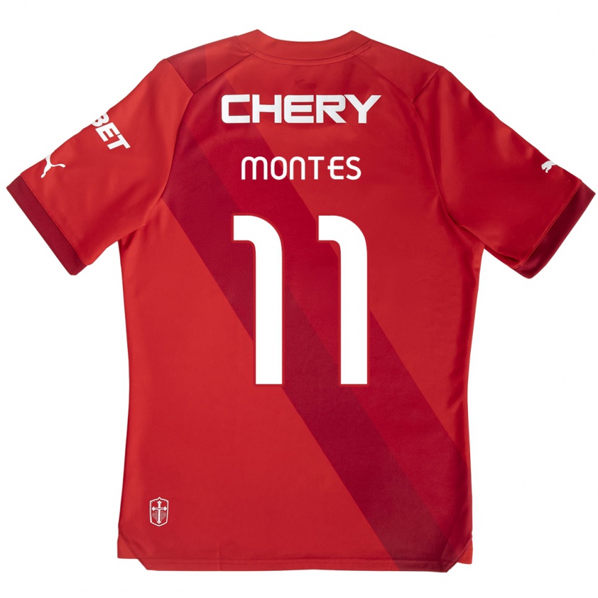 Niño Fútbol Camiseta Clemente Montes #11 Rojo Blanco 2ª Equipación 2024/25