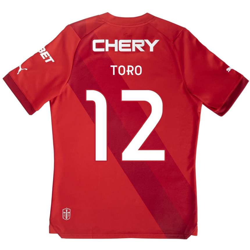 Niño Fútbol Camiseta Ian Toro #12 Rojo Blanco 2ª Equipación 2024/25