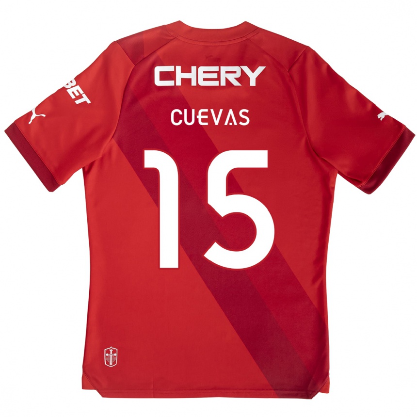 Niño Fútbol Camiseta Cristian Cuevas #15 Rojo Blanco 2ª Equipación 2024/25