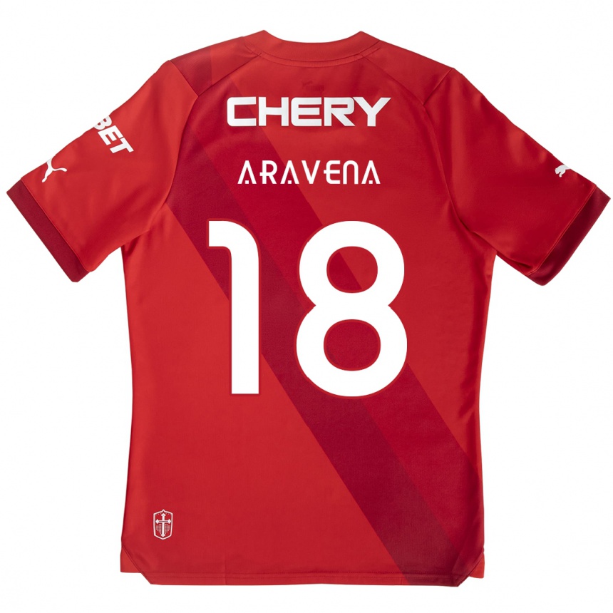 Niño Fútbol Camiseta Alexander Aravena #18 Rojo Blanco 2ª Equipación 2024/25