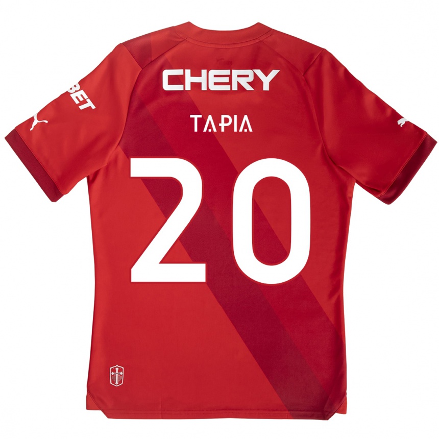 Niño Fútbol Camiseta Gonzalo Tapia #20 Rojo Blanco 2ª Equipación 2024/25