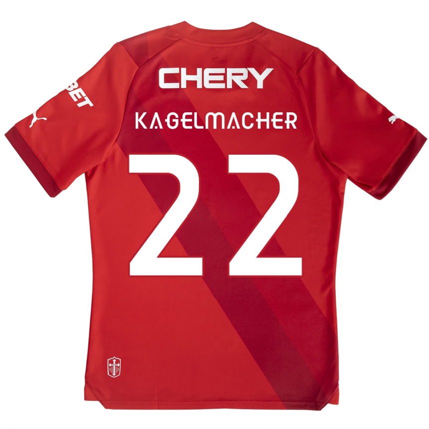 Niño Fútbol Camiseta Gary Kagelmacher #22 Rojo Blanco 2ª Equipación 2024/25