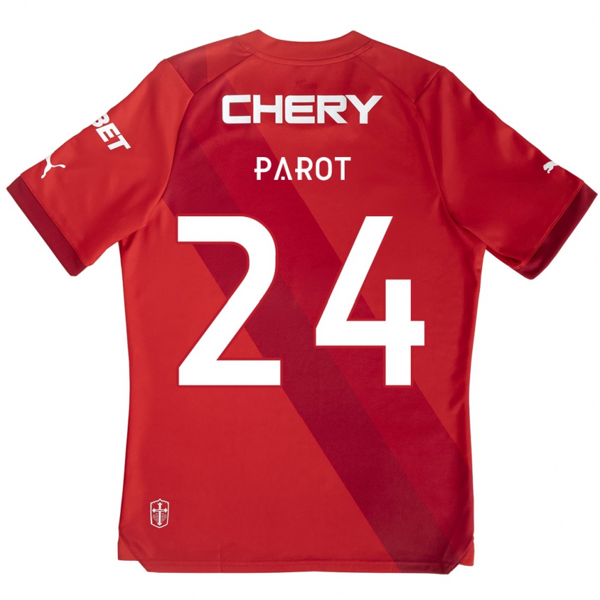 Niño Fútbol Camiseta Alfonso Parot #24 Rojo Blanco 2ª Equipación 2024/25