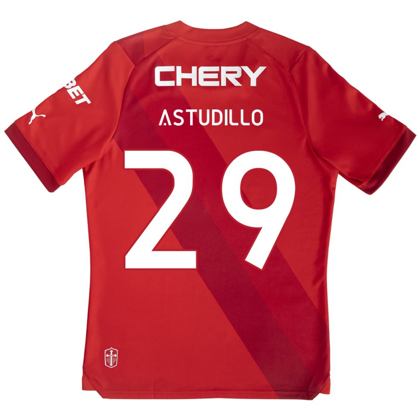 Niño Fútbol Camiseta Aaron Astudillo #29 Rojo Blanco 2ª Equipación 2024/25