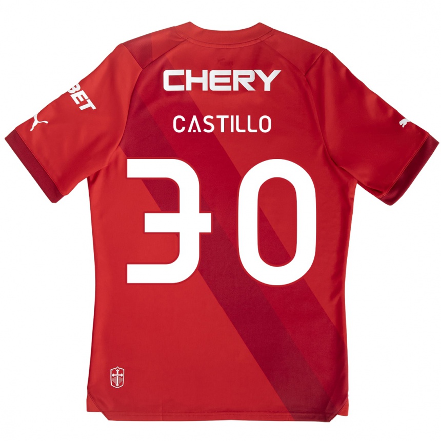 Niño Fútbol Camiseta Nicolás Castillo #30 Rojo Blanco 2ª Equipación 2024/25