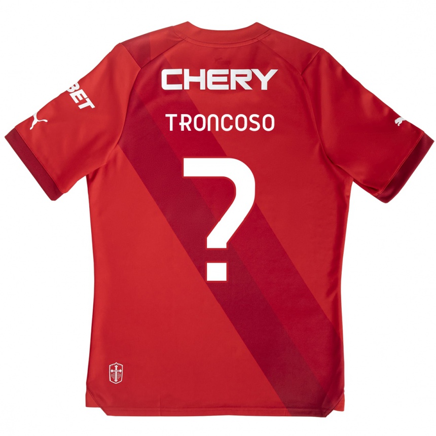 Niño Fútbol Camiseta Leonardo Troncoso #0 Rojo Blanco 2ª Equipación 2024/25