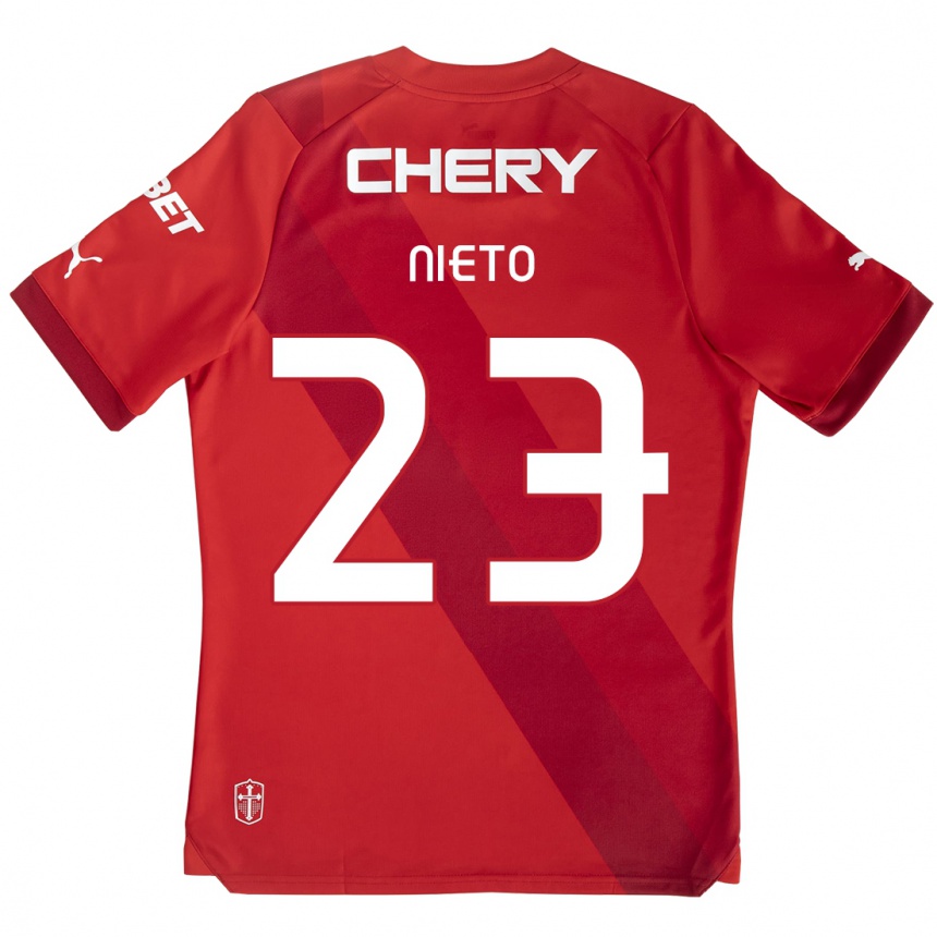 Niño Fútbol Camiseta Byron Nieto #23 Rojo Blanco 2ª Equipación 2024/25