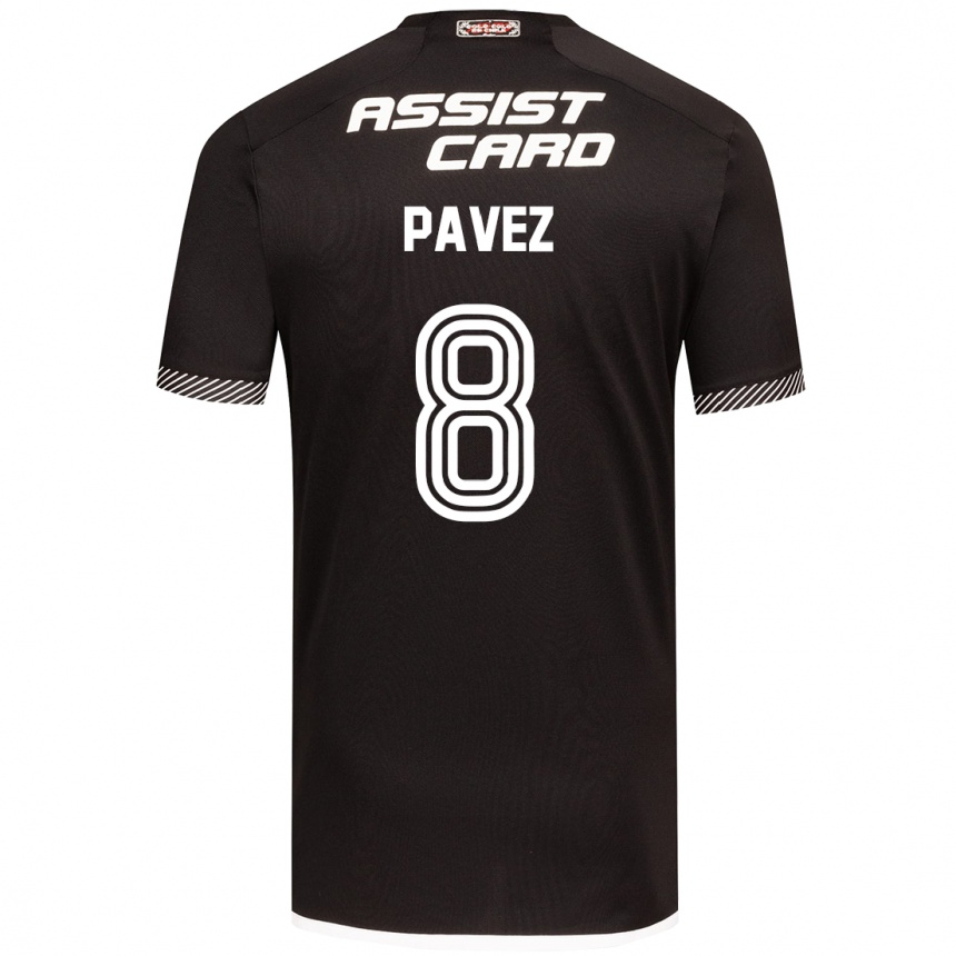 Niño Fútbol Camiseta Esteban Pavez #8 Blanco Negro 2ª Equipación 2024/25