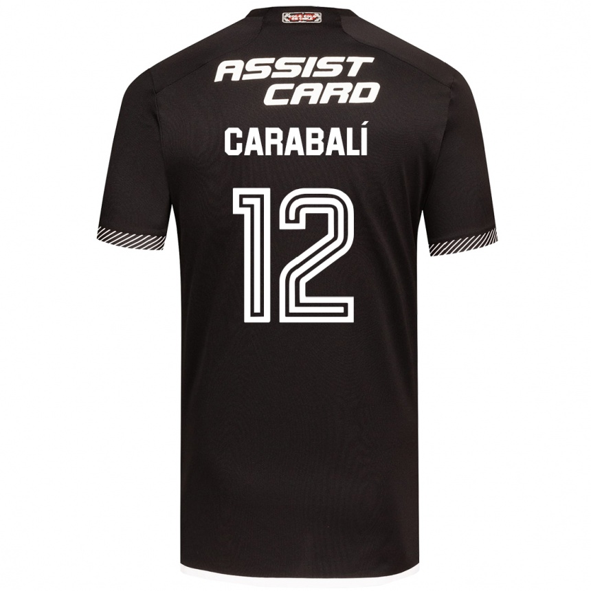 Niño Fútbol Camiseta Omar Carabalí #12 Blanco Negro 2ª Equipación 2024/25