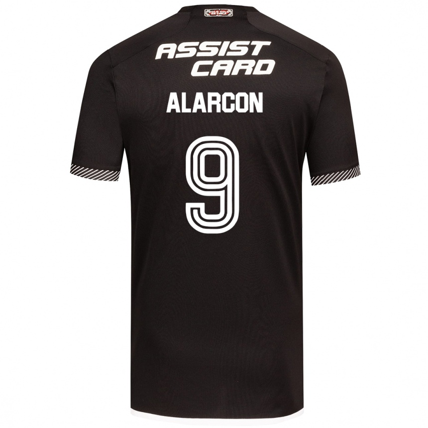 Niño Fútbol Camiseta Cristian Alarcón #9 Blanco Negro 2ª Equipación 2024/25