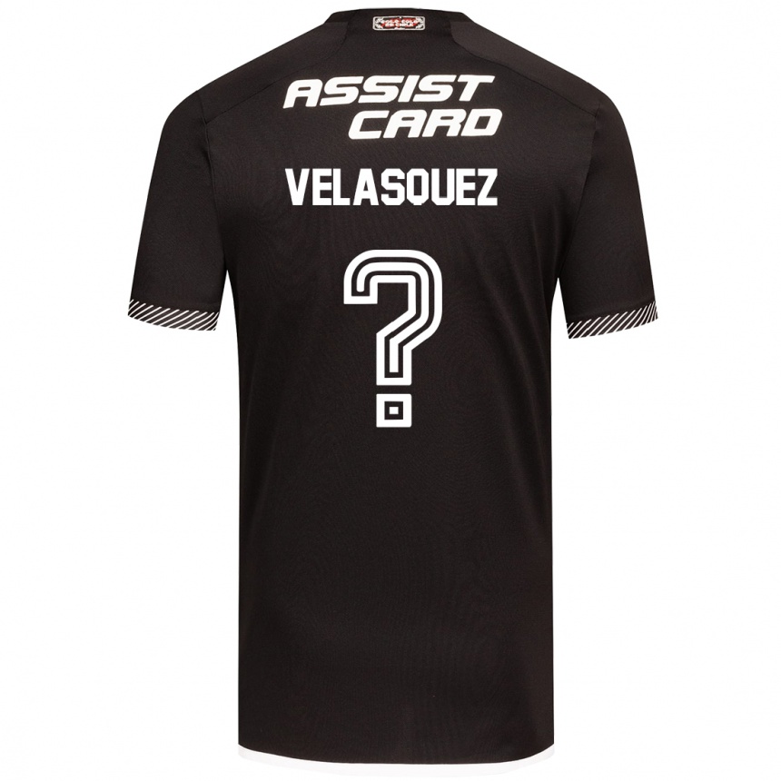 Niño Fútbol Camiseta Milovan Velásquez #0 Blanco Negro 2ª Equipación 2024/25