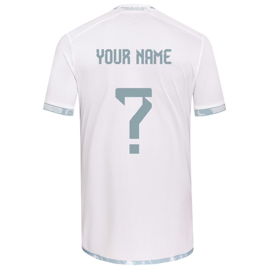 Niño Fútbol Camiseta Su Nombre #0 Gris Blanco 2ª Equipación 2024/25