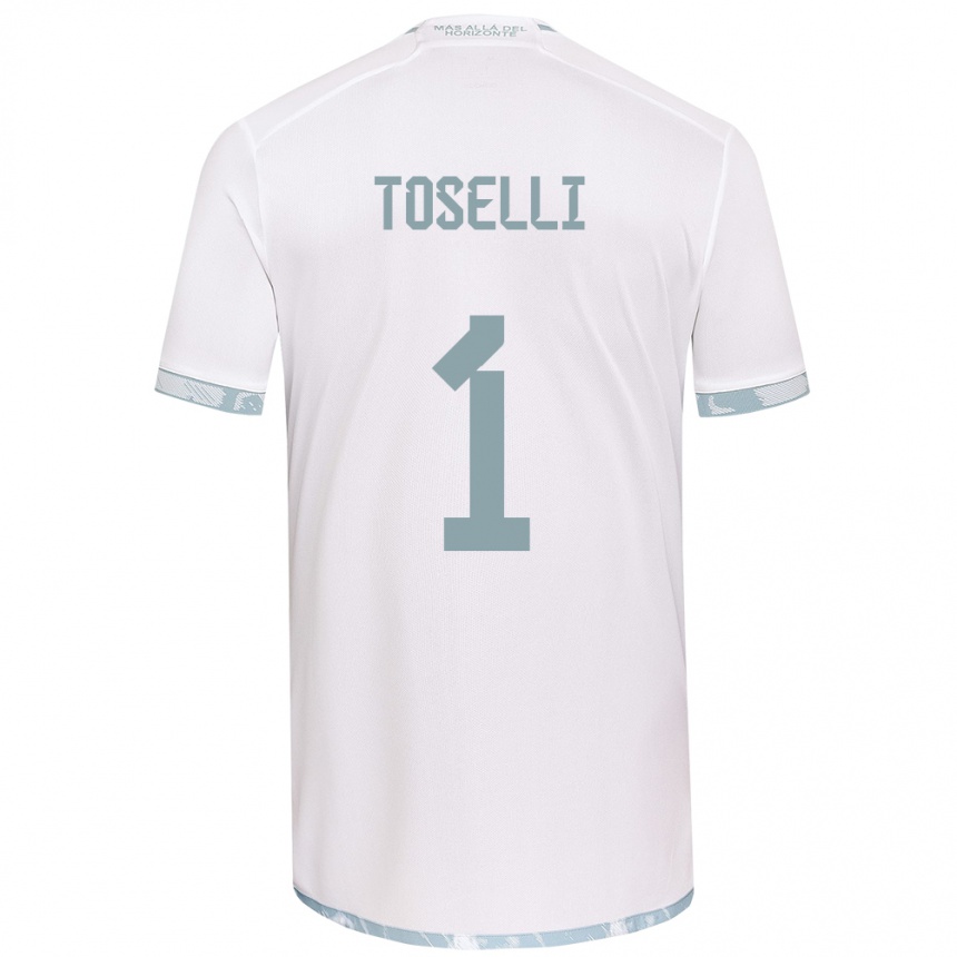 Niño Fútbol Camiseta Cristopher Toselli #1 Gris Blanco 2ª Equipación 2024/25