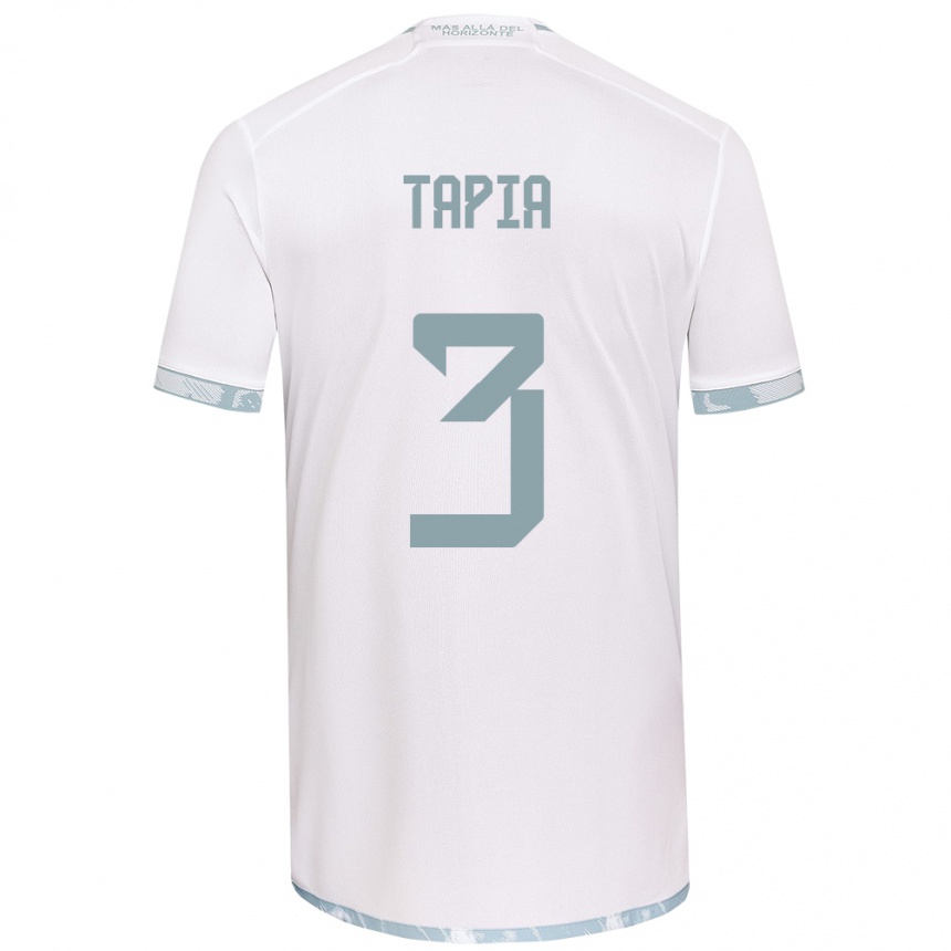 Niño Fútbol Camiseta Ignacio Tapia #3 Gris Blanco 2ª Equipación 2024/25