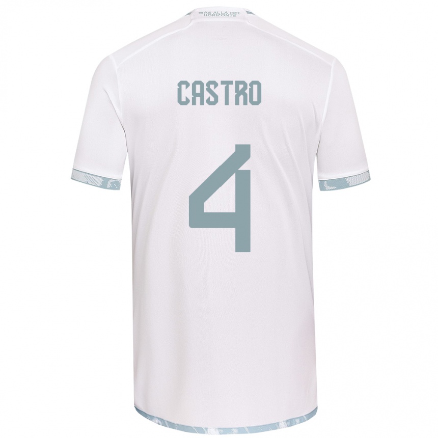 Niño Fútbol Camiseta José Ignacio Castro #4 Gris Blanco 2ª Equipación 2024/25