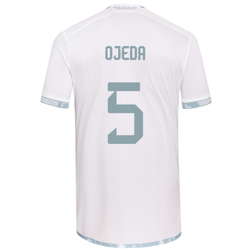 Niño Fútbol Camiseta Emmanuel Ojeda #5 Gris Blanco 2ª Equipación 2024/25