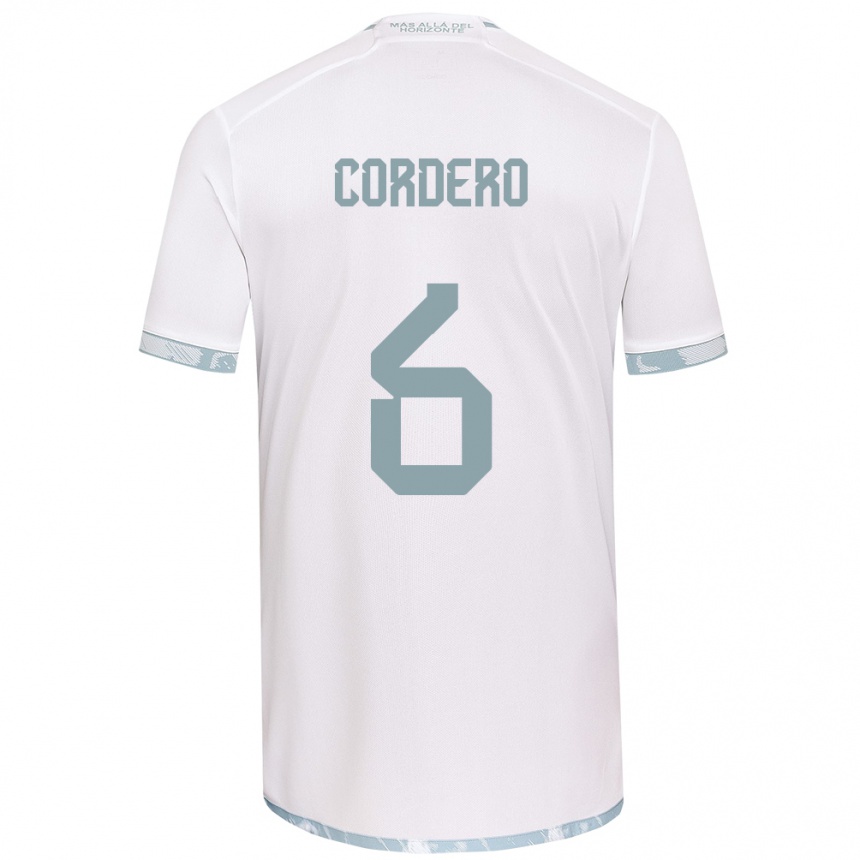 Niño Fútbol Camiseta Renato Cordero #6 Gris Blanco 2ª Equipación 2024/25