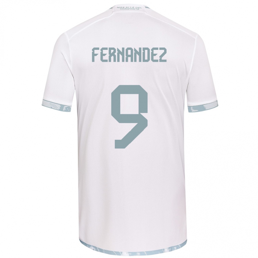 Niño Fútbol Camiseta Leandro Fernández #9 Gris Blanco 2ª Equipación 2024/25