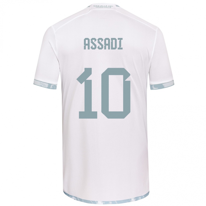 Niño Fútbol Camiseta Lucas Assadi #10 Gris Blanco 2ª Equipación 2024/25